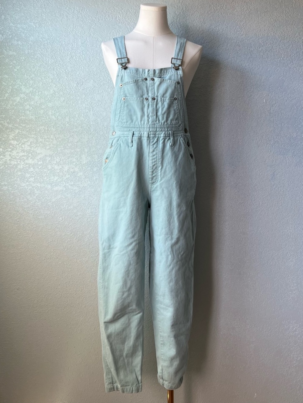 Vintage Mint Green Overalls Womens Medium USA Made 80s 90s Workwear Size 3